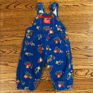 OshKosh B’gosh | Vintage Mice at Work Overalls Blue Corduroy‎ Sz 3-6m